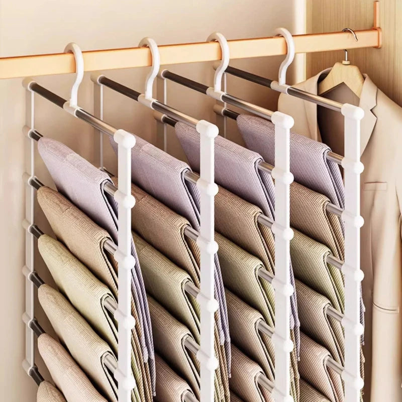 Cabide organizador dobrável Lumivah para calças, jeans e roupas, ideal para economizar espaço no guarda-roupa.
