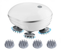 Massageador elétrico portátil Lumivah para couro cabeludo e corpo, com cabeças de silicone, luz vermelha e velocidades ajustáveis.