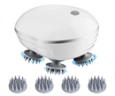 Massageador elétrico portátil Lumivah para couro cabeludo e corpo, com cabeças de silicone, luz vermelha e velocidades ajustáveis.