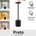 Luminária LED Touch Recarregável Lumivah™ | Abajur de Mesa com 3 Tons de Luz e Intensidade Ajustável