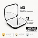 Espelho de Maquiagem LED Dobrável Lumivah™ | Espelho Compacto com Luz, Ampliação 1X/2X e Recarregável para Bolsa e Viagem